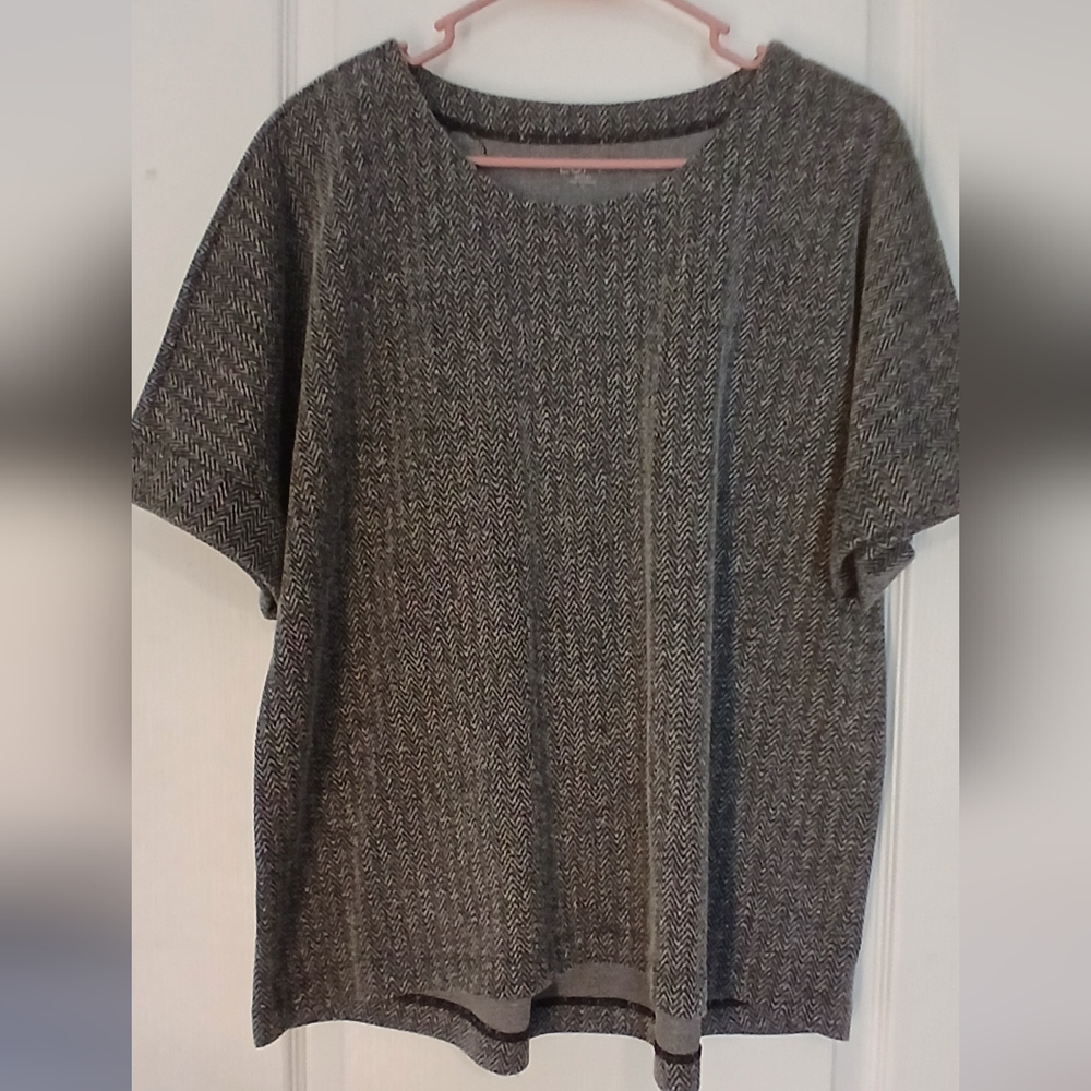 z LOFT Charcoal Herringbone Top - XL